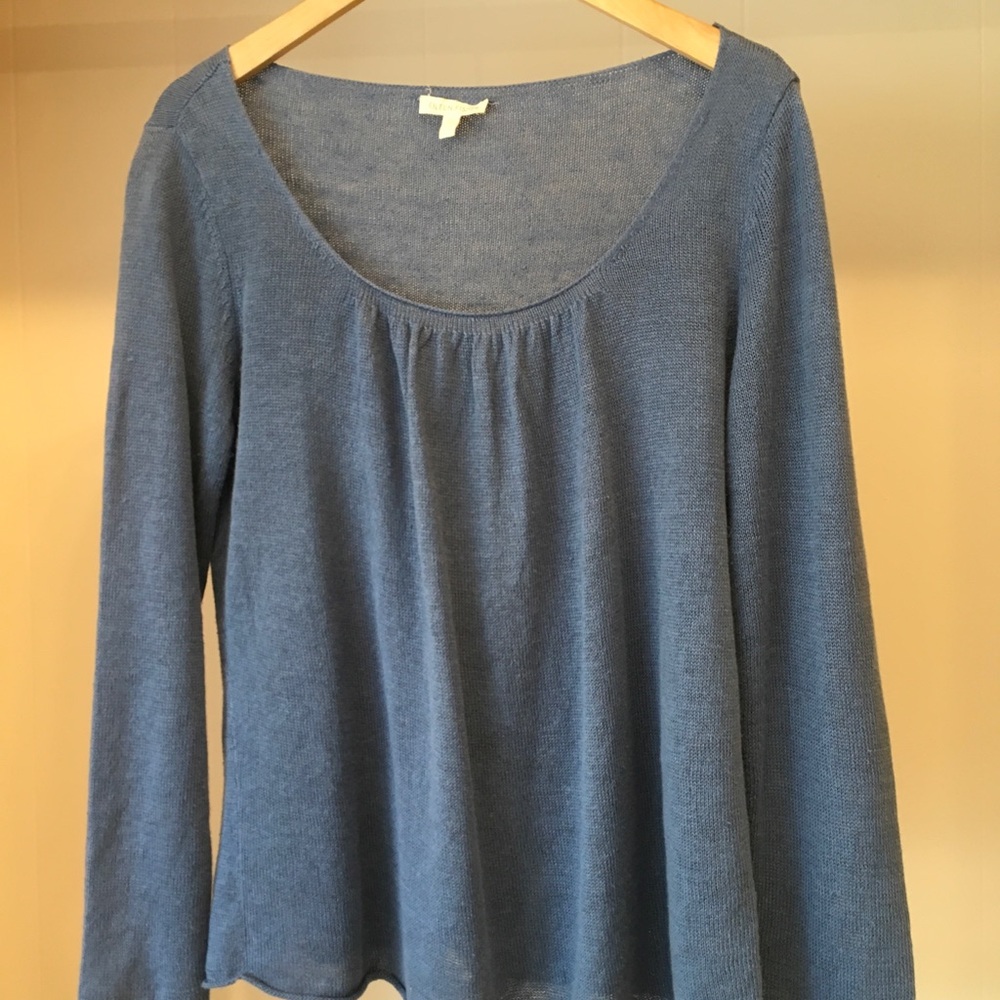 Eileen Fisher 100% Linen Scoop Neck Lightweight Sweater Size S